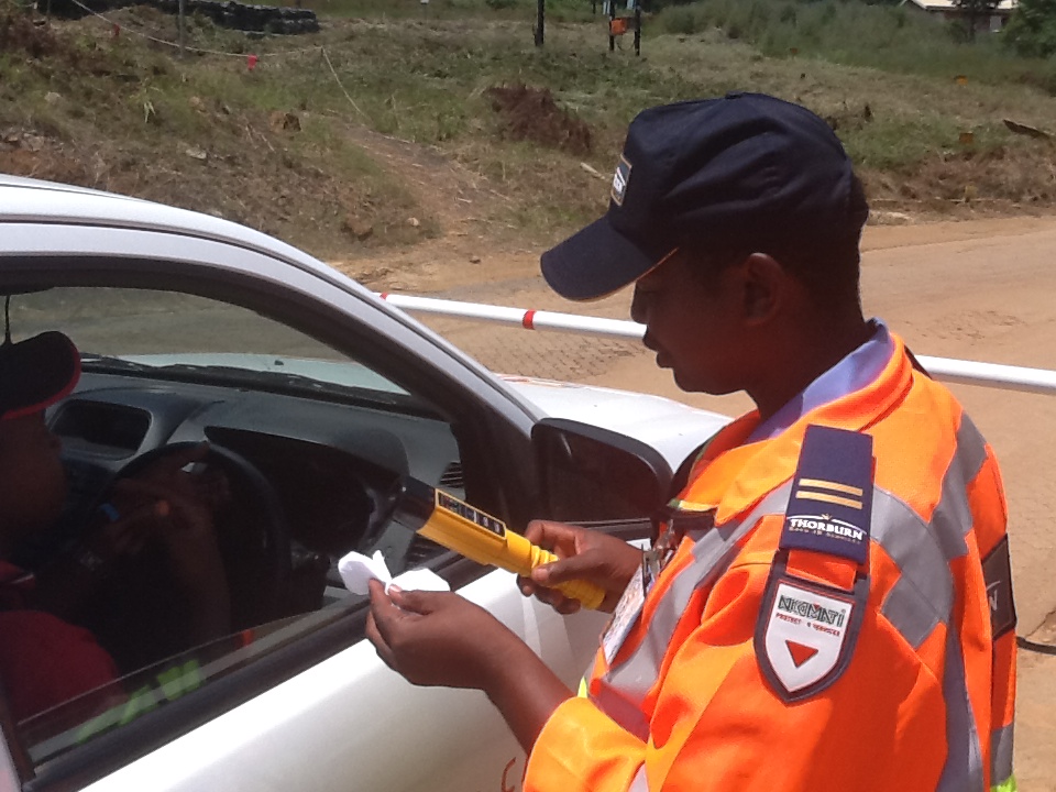 breathaliser tests at Nkomati Mine